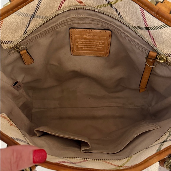 Coach Peyton Tattersall Stripe Shoulder Bag - Picture 7 of 8